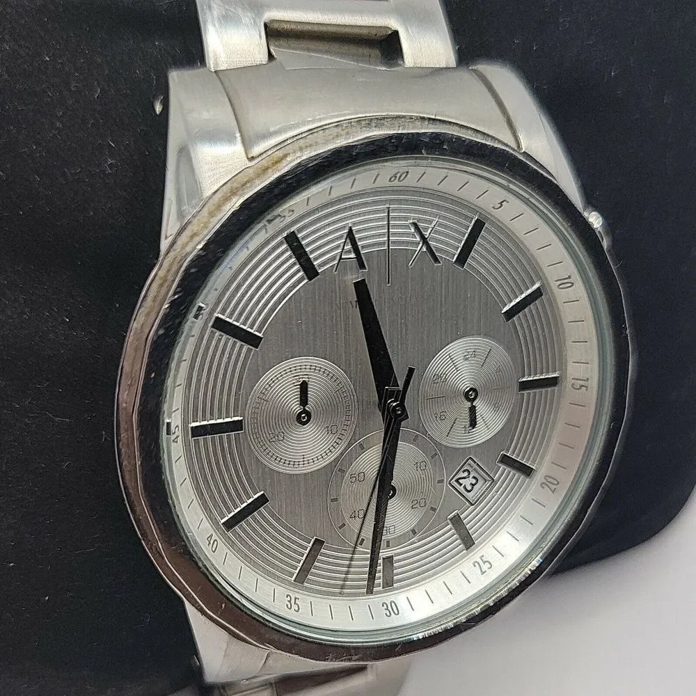 Armani Exchange AX2058 Men Silver Stainless Steel Analog Dial Quartz Watch BC497